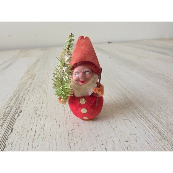 Antique elf Santa tree figurine cardboard paper Xmas tree - Picture 1 of 8